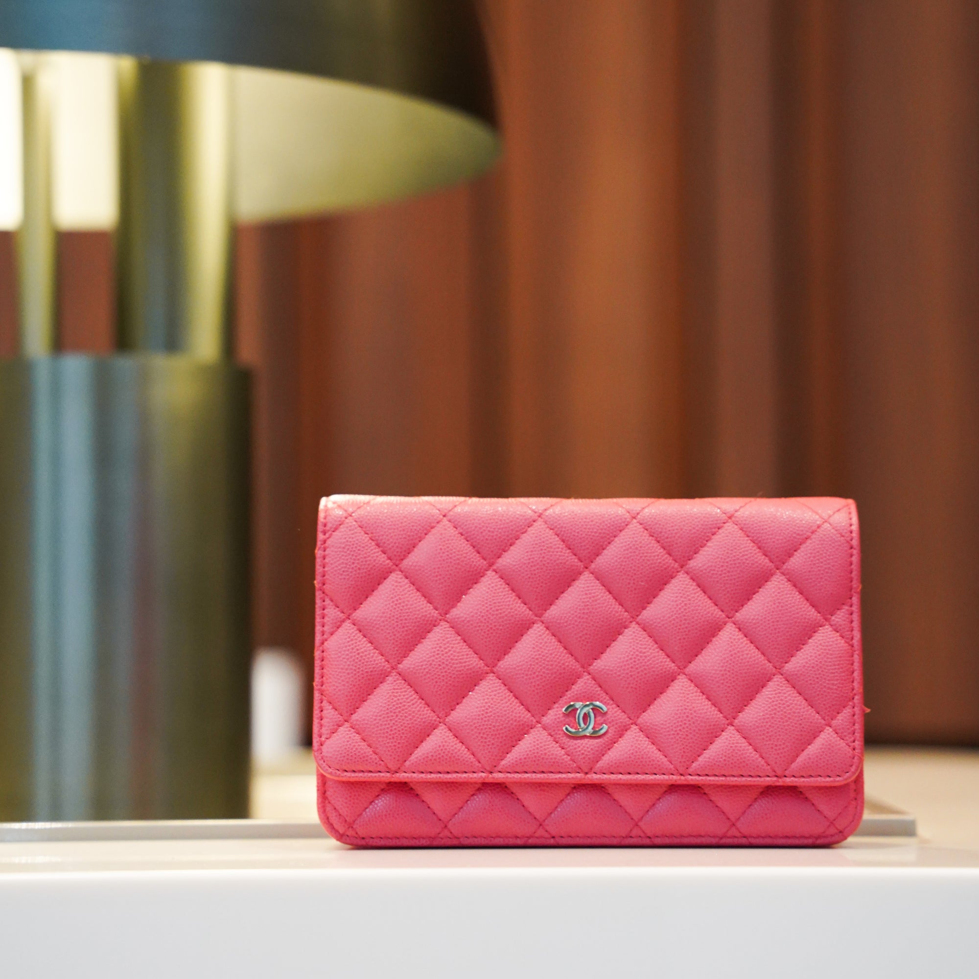Chanel Matelasse Caviar Wallet On Chain WOC Pink  THE PURSE AFFAIR