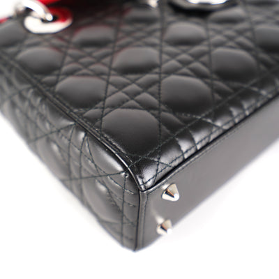 Dior Small Lady Dior Black Silver Hardware with Twilly