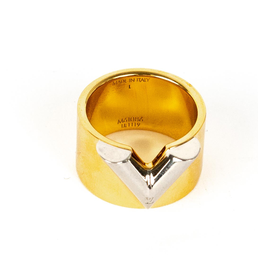 LOUIS VUITTON Brass Essential V Ring M Gold Silver 550343