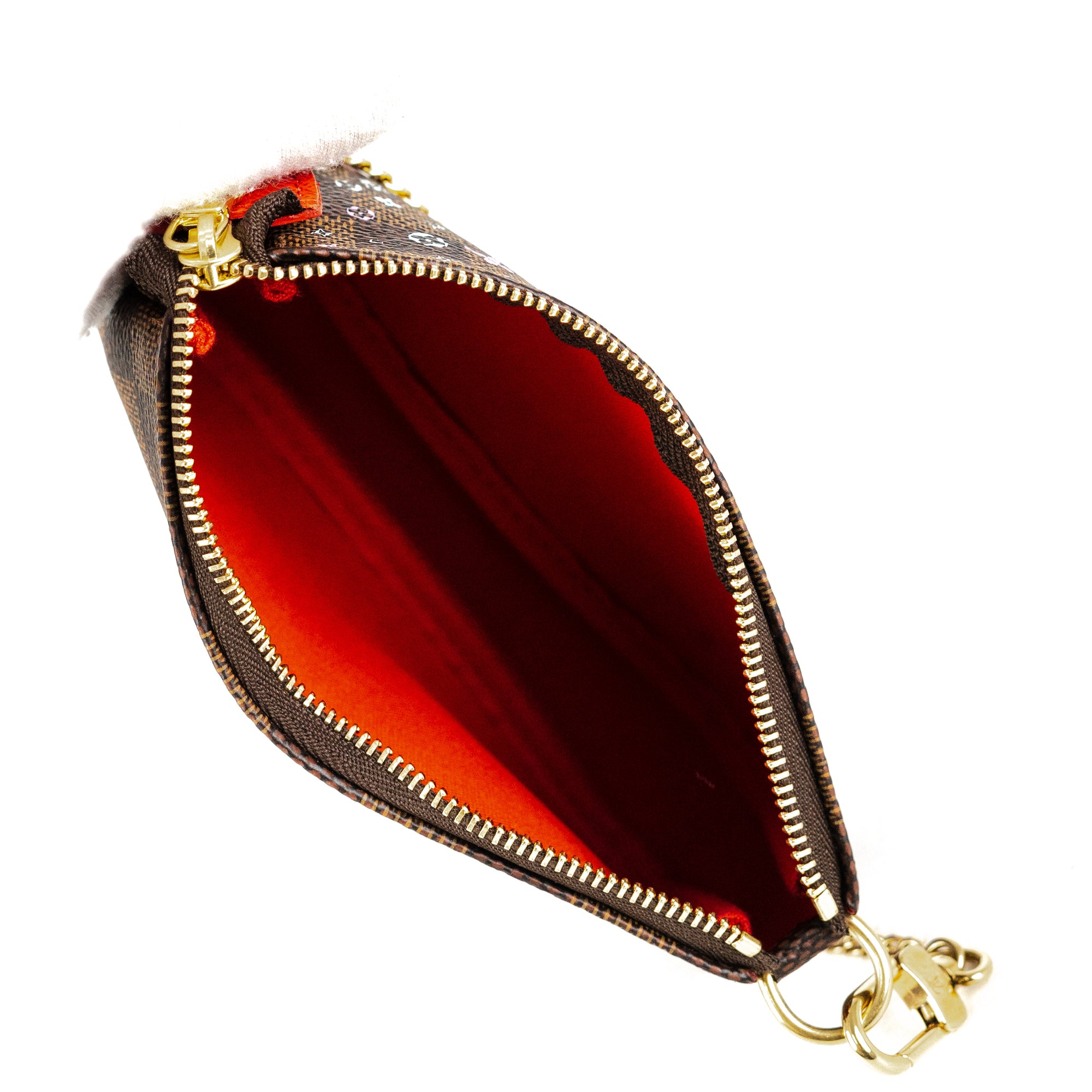 Louis Vuitton Mini Pochette Accessoires Damier Ebene Vivienne Paris Red  Lining