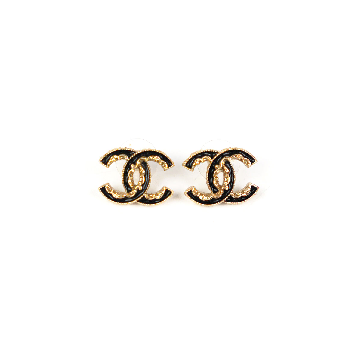 Chanel CC Black Stud Earrings Jewellery - THE PURSE AFFAIR