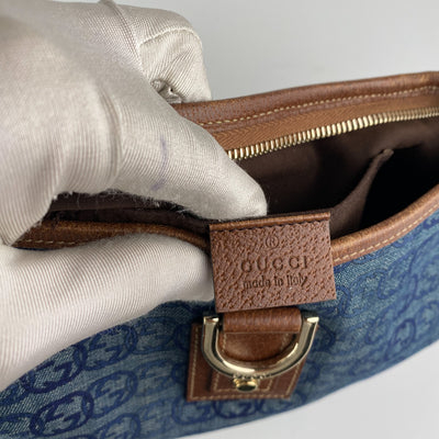 Gucci Blue Denim GG Baguette Bag