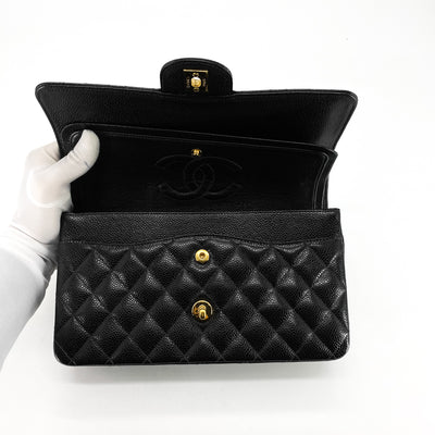 Chanel 24K Quilted Caviar Medium/Large Classic Flap Black