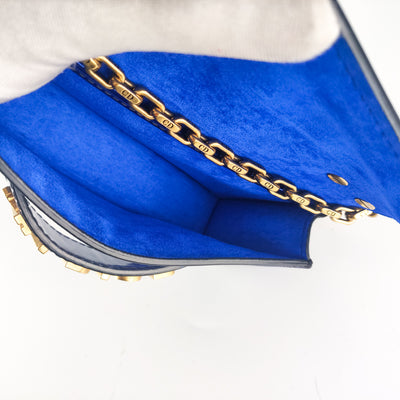 Dior Metallic Calfskin J'Adior Mini Chain Flap Bag Blue