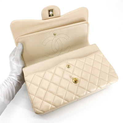 Chanel Quilted Lambskin Jumbo Classic Double Flap Beige