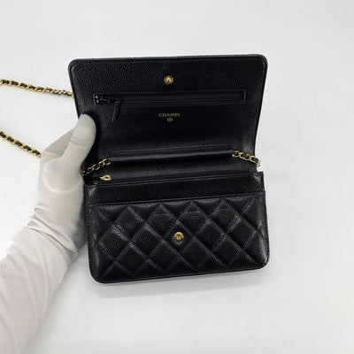 Chanel Quilted Caviar Wallet On Chains WOC Black