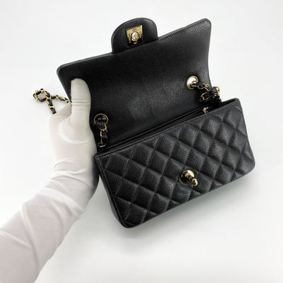 Chanel Quilted Caviar Rectangular Mini Pearly Charcoal