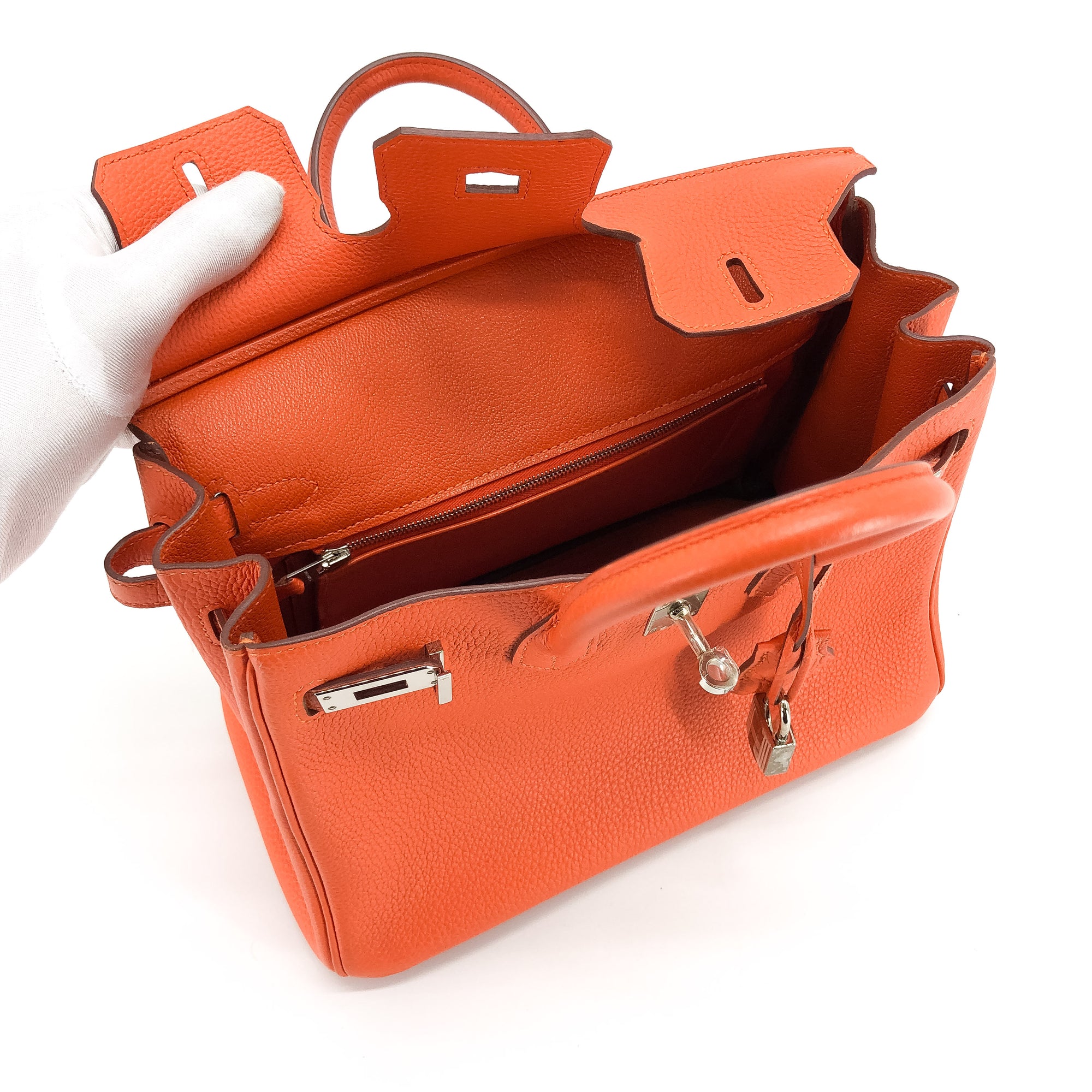 Birkin 25 leather handbag Hermès Red in Leather - 20831672