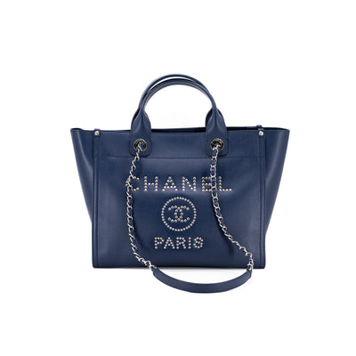 Chanel Small studded Navy Deauville