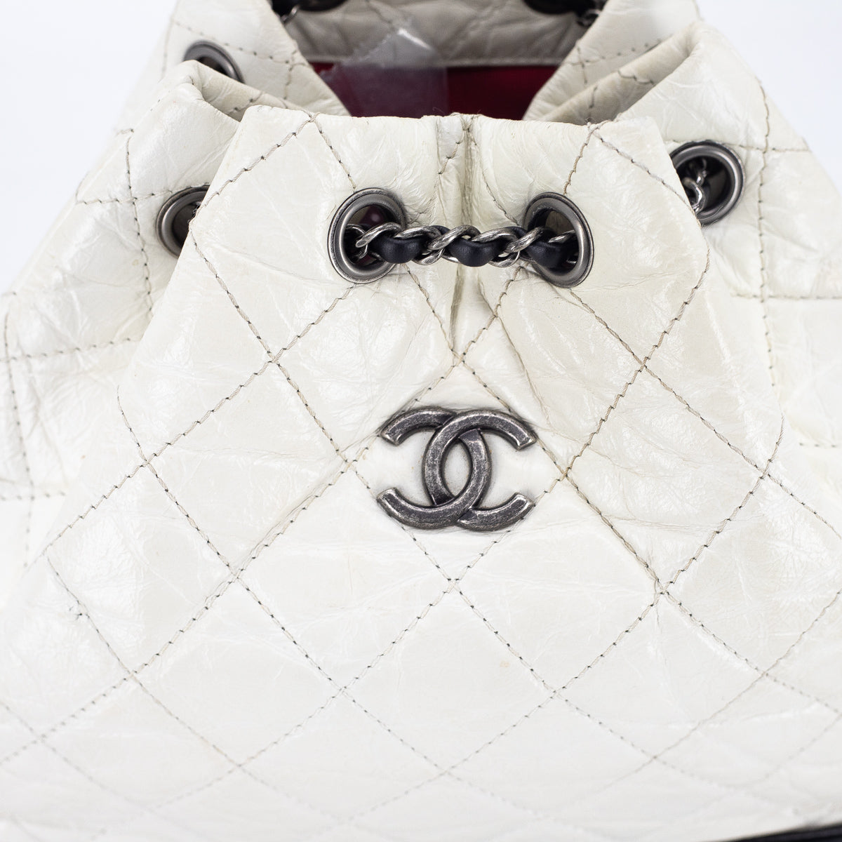Quilted Small Gabrielle Backpack White/Black