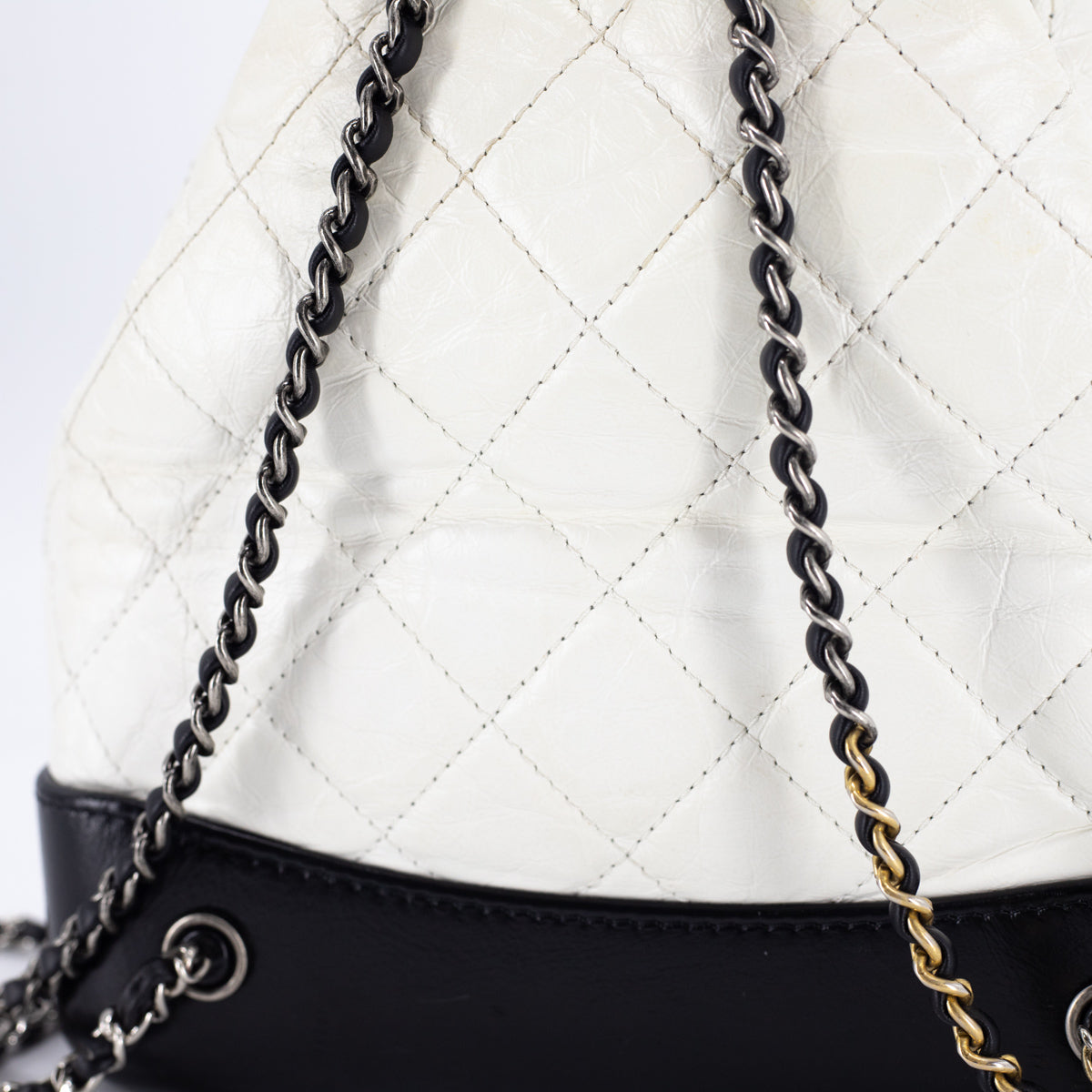 CHANEL Aged Calfskin Quilted Small Gabrielle Backpack White 790742