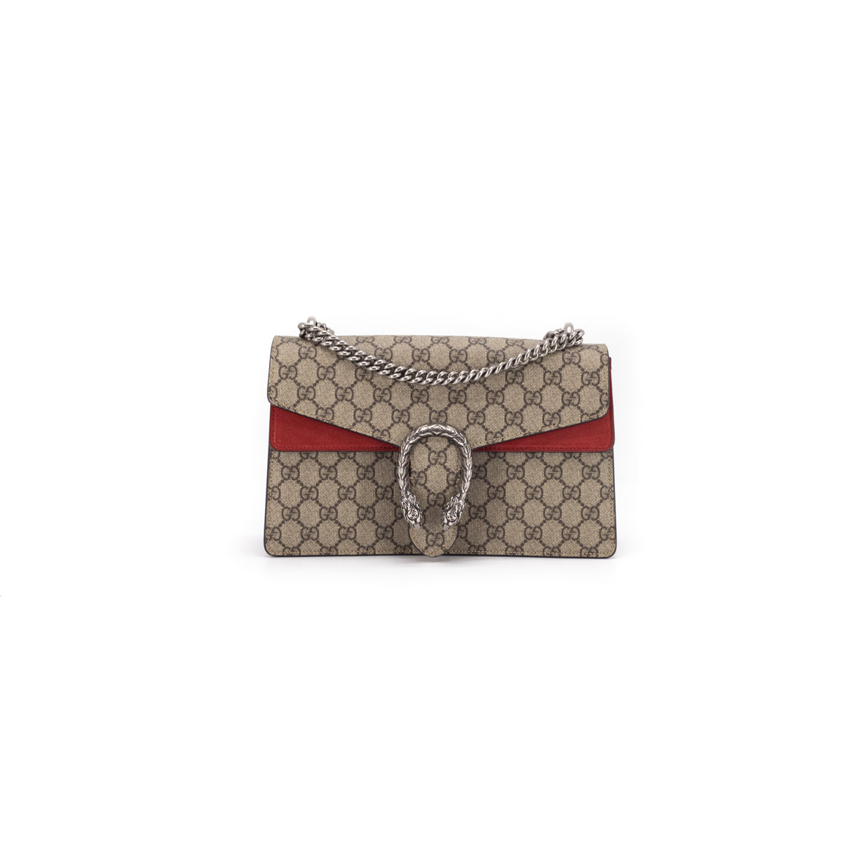 Gucci Red GG Supreme Canvas Dionysus Shoulder Bag Small QFB1I277RH000