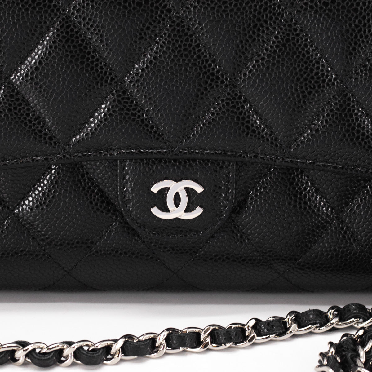 Chanel Clutch With Chain Patent Black  White  SACLÀB