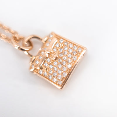 Hermes Kelly Amulette pendant Rose gold with diamonds