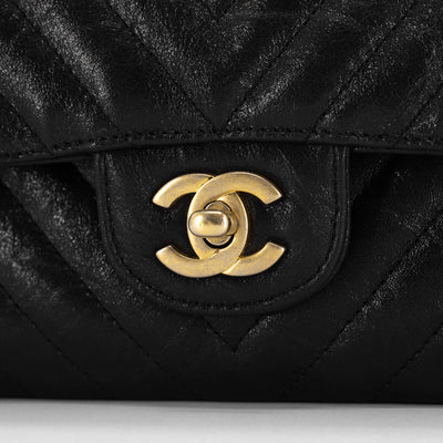 Chanel Chevron Medium/Large Classic Flap Charcoal