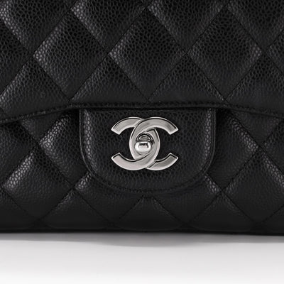 Chanel Quilted Caviar Single Flap Jumbo Black