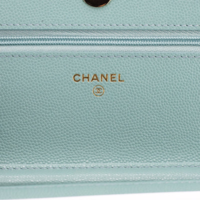 Chanel Caviar WOC Wallet On Chain Tiffany Blue
