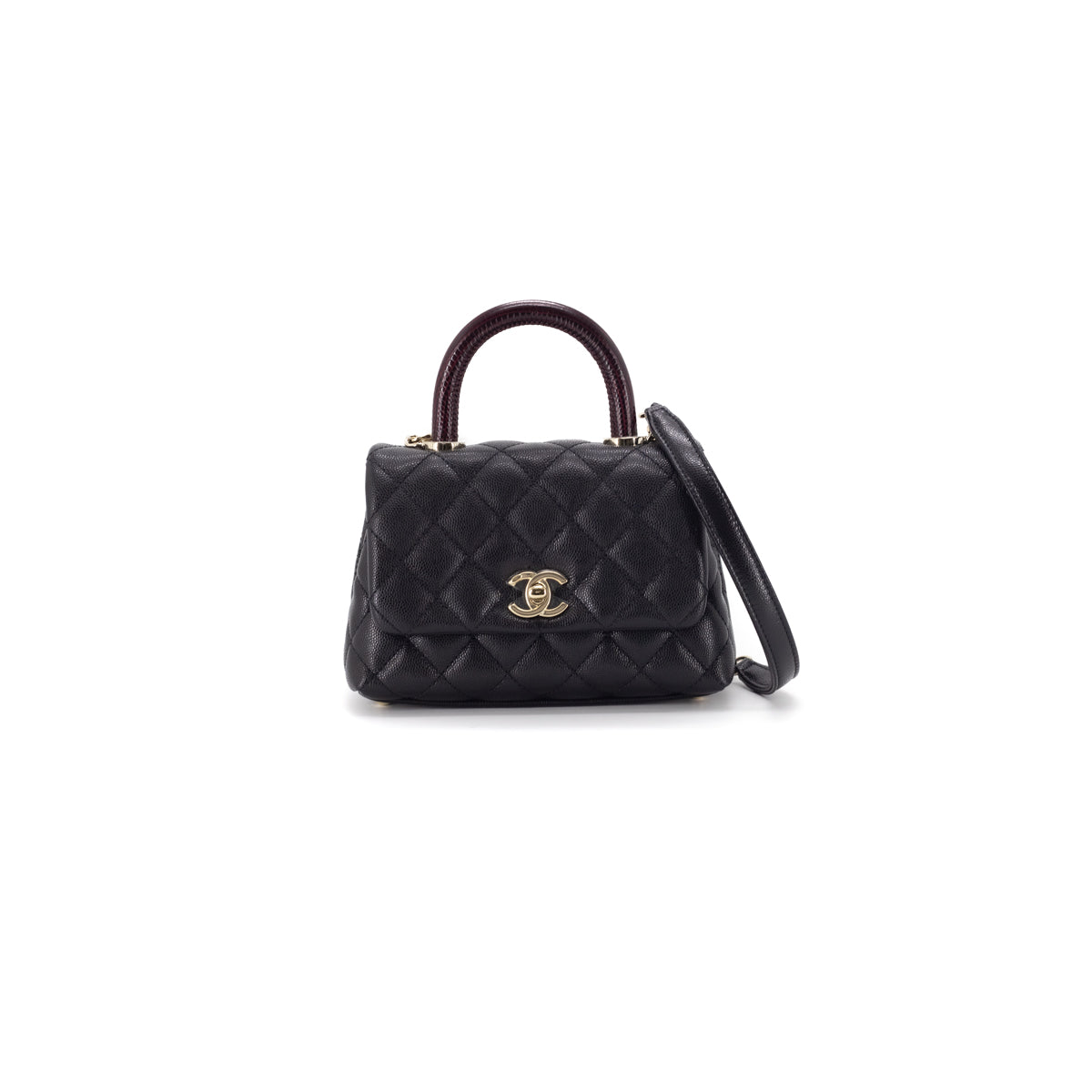 Chanel Coco Black Caviar Top Handle Purse (Box, Dust Bag, Strap & Card –  Watch & Jewelry Exchange