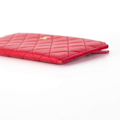Chanel Quilted Zipper Wallet Dark Pink