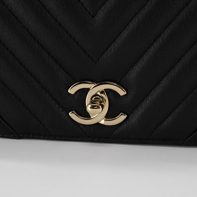 Chanel Chevron Statement Flap Bag Black