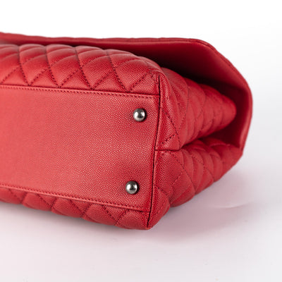 Chanel Quilted Caviar Coco Handle Large Red