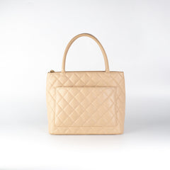 Chanel Quilted Caviar Madelion Tote Beige