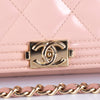 Chanel Patent BOY Clutch on Chain Pearly Pink