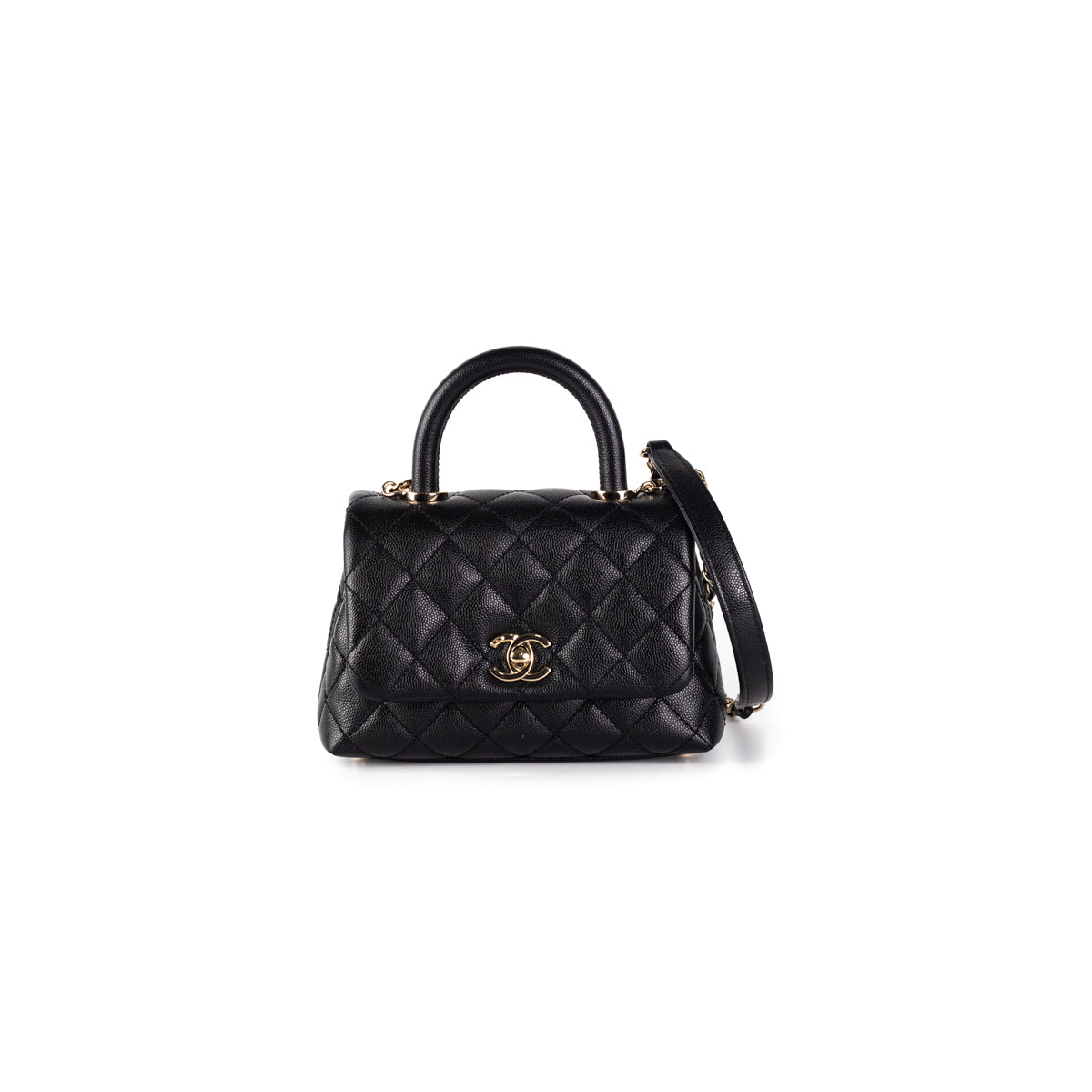 Chanel Black Quilted Caviar Coco Handle Bag Extra Mini Q6BFSJ0FKW000