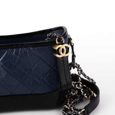 Chanel Quilted Small Gabrielle Hobo Navy/Black