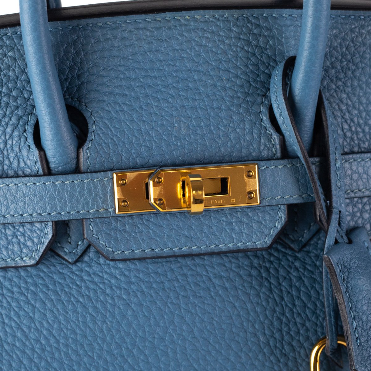HERMÈS Birkin Bag 25 Azur Blue Gold Hardware Togo Leather
