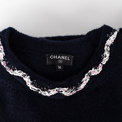 Chanel Knit Sweater Size 36 Navy