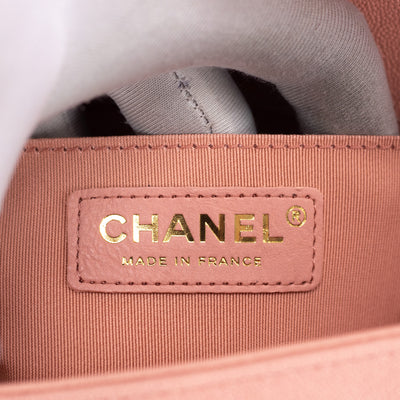 Chanel Quilted Caviar Small Boy Coral
