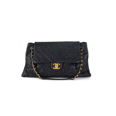 Chanel Quilted Accordian Flap Bag Iridescent Navy/Black