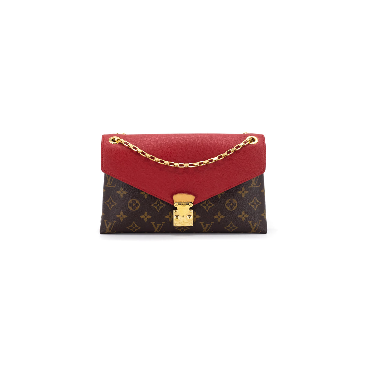 ❤️NEW LOUIS VUITTON Pallas Clutch Chain Crossbody Bag Monogram Red RARE  Gift!