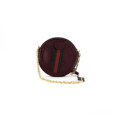 Gucci Ophidia Mini Round Shoulder Bag Burgundy