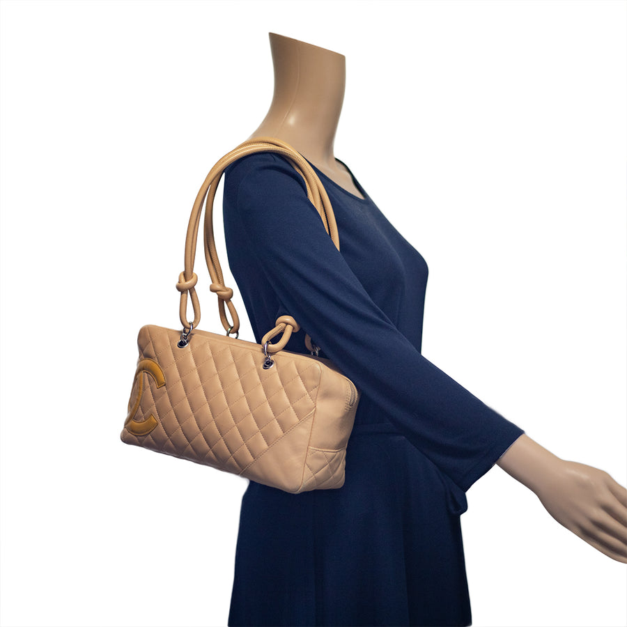 Chanel Quilted Calfskin Top handle Bag Beige