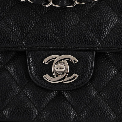 Chanel Quilted Caviar East West Flap Bag Black