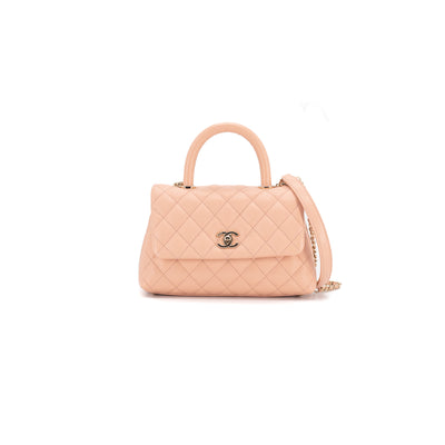 Chanel Quilted Caviar Coco Handle Mini Peachy Pink