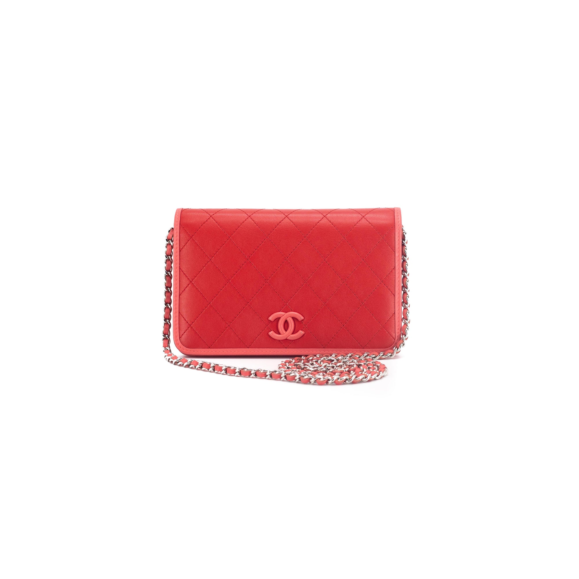 Chanel Lambskin quilted golden class wallet on chain woc red  MyDesignerly