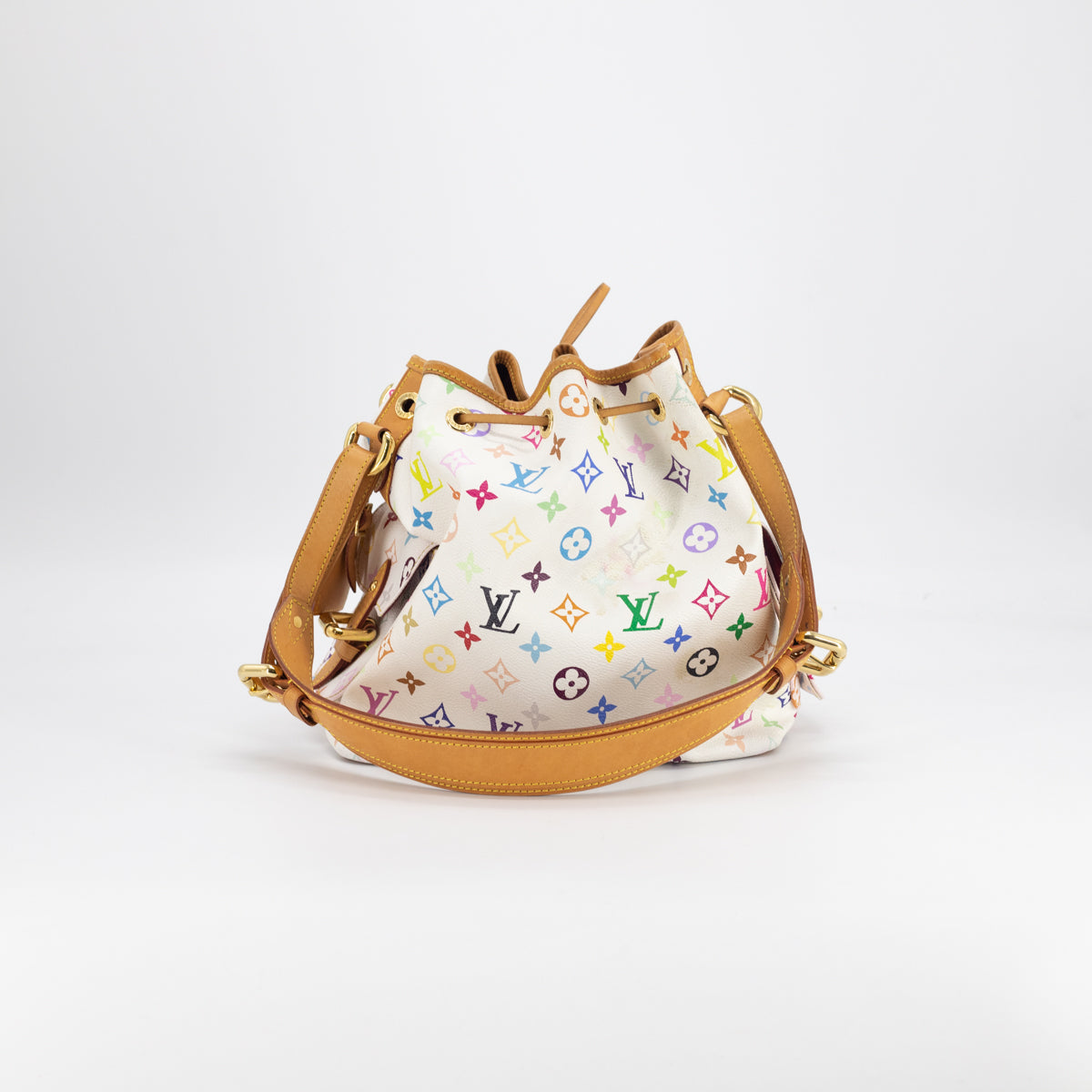 Louis Vuitton Multicolor Bucket Frange Tote Bag White M40109 LV Auth jk1684A
