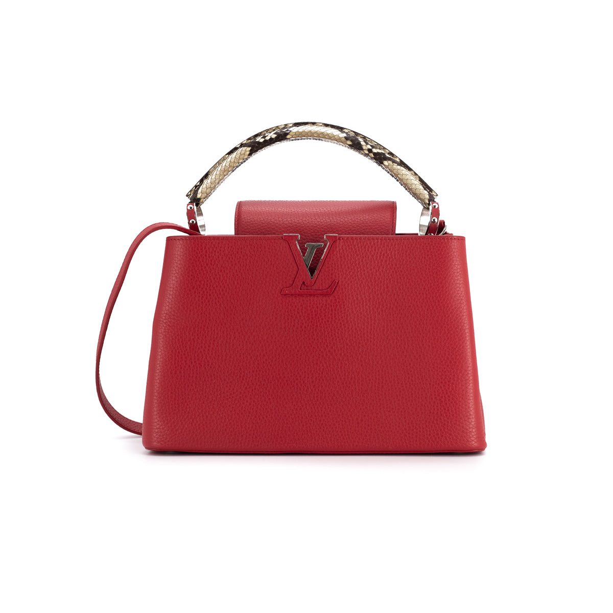 Louis Vuitton Capucines Python Leather MM Red - THE PURSE AFFAIR