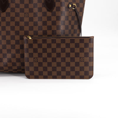 Louis Vuitton Neverfull MM Damier Ebene Bag With Pouch - THE PURSE AFFAIR