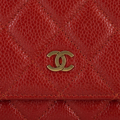 Chanel Quilted Caviar WOC Wallet on Chain Red