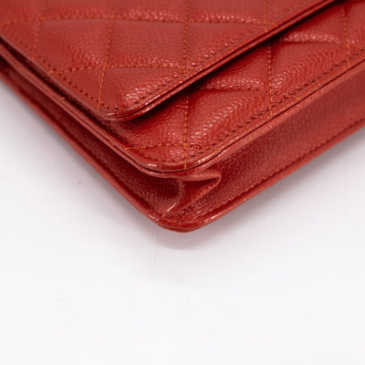 Chanel Quilted Caviar WOC Wallet on Chain Red