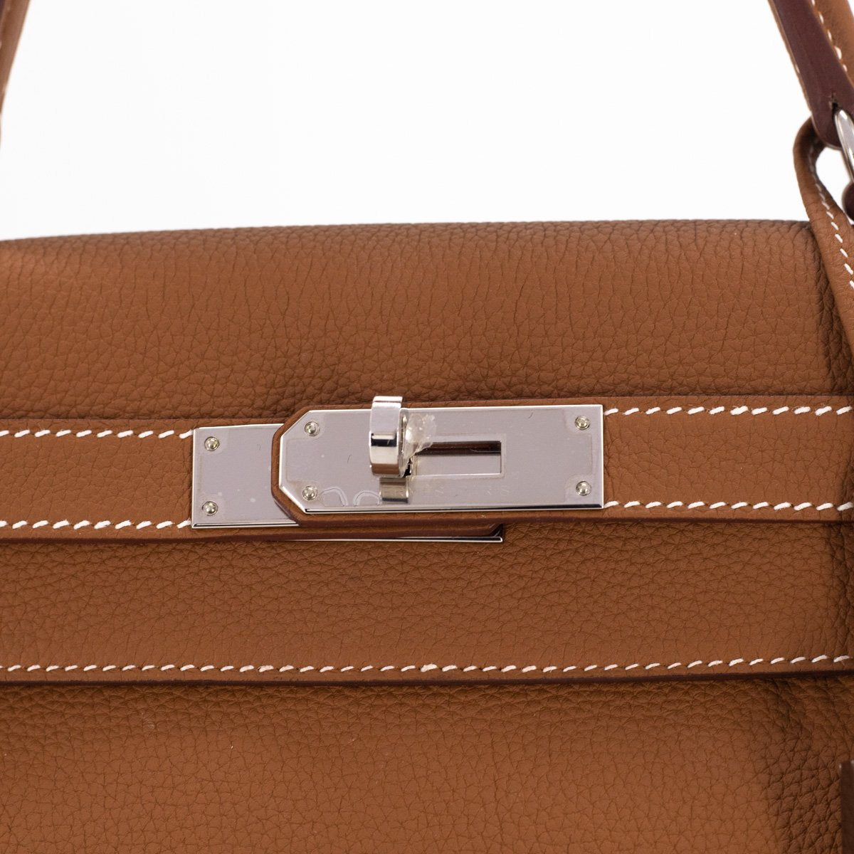 Hermes Kelly bag 28 Retourne Gold Togo leather Silver hardware