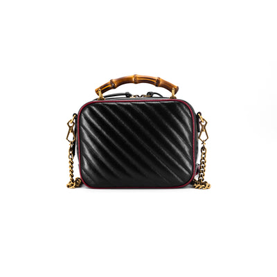 Gucci Marmont Bamboo Top Handle Bag Crossbody Black