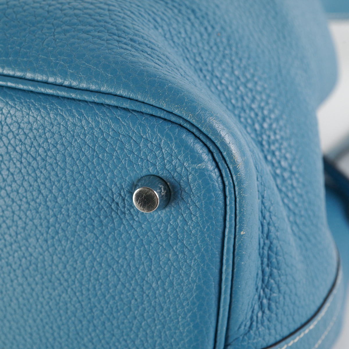 Hermes Birkin 35 Handbag Taurillon Clemence Blue Jean GP Metal Fittings F Stamp