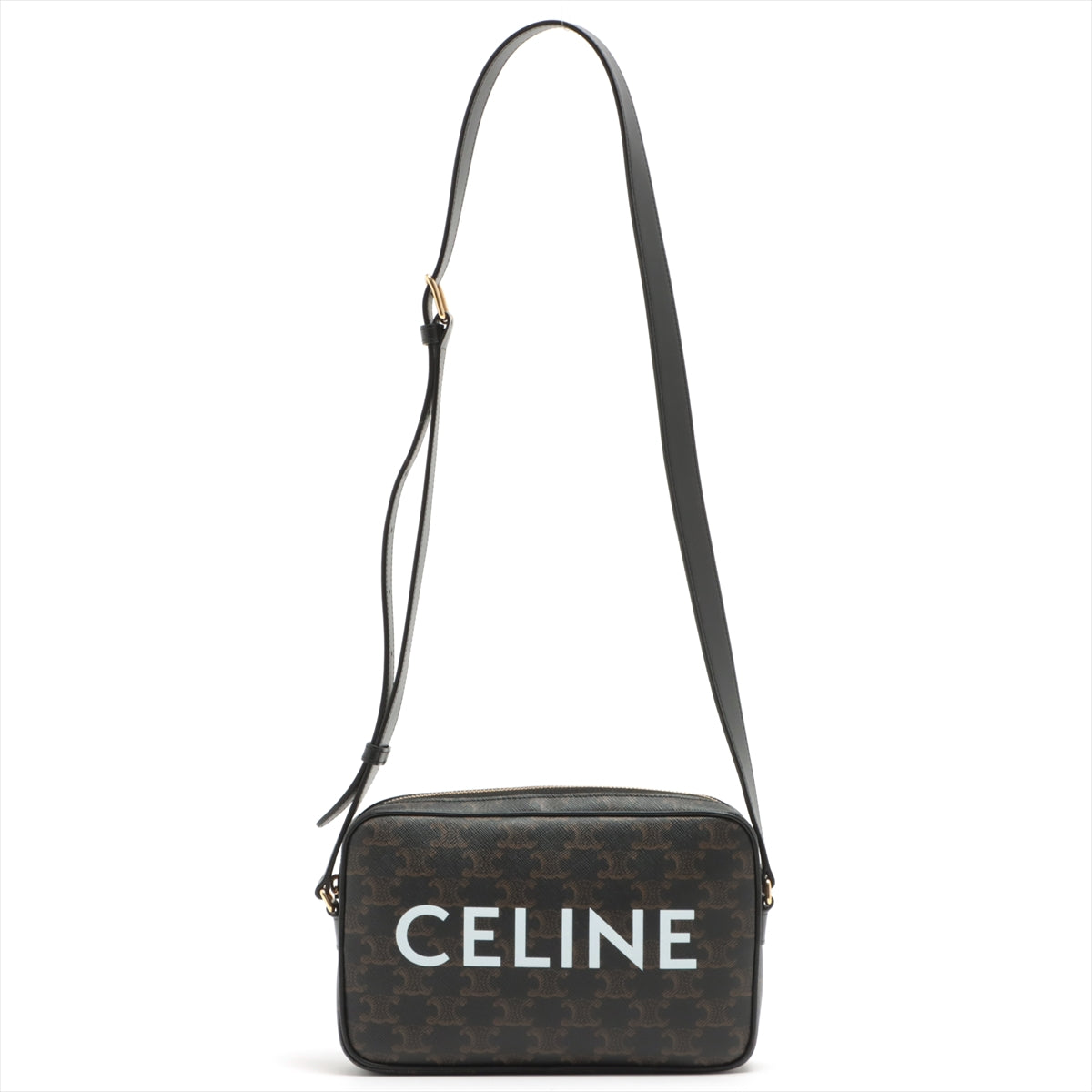 CELINE Triomphe Canvas Medium Messenger Bag Black | FASHIONPHILE