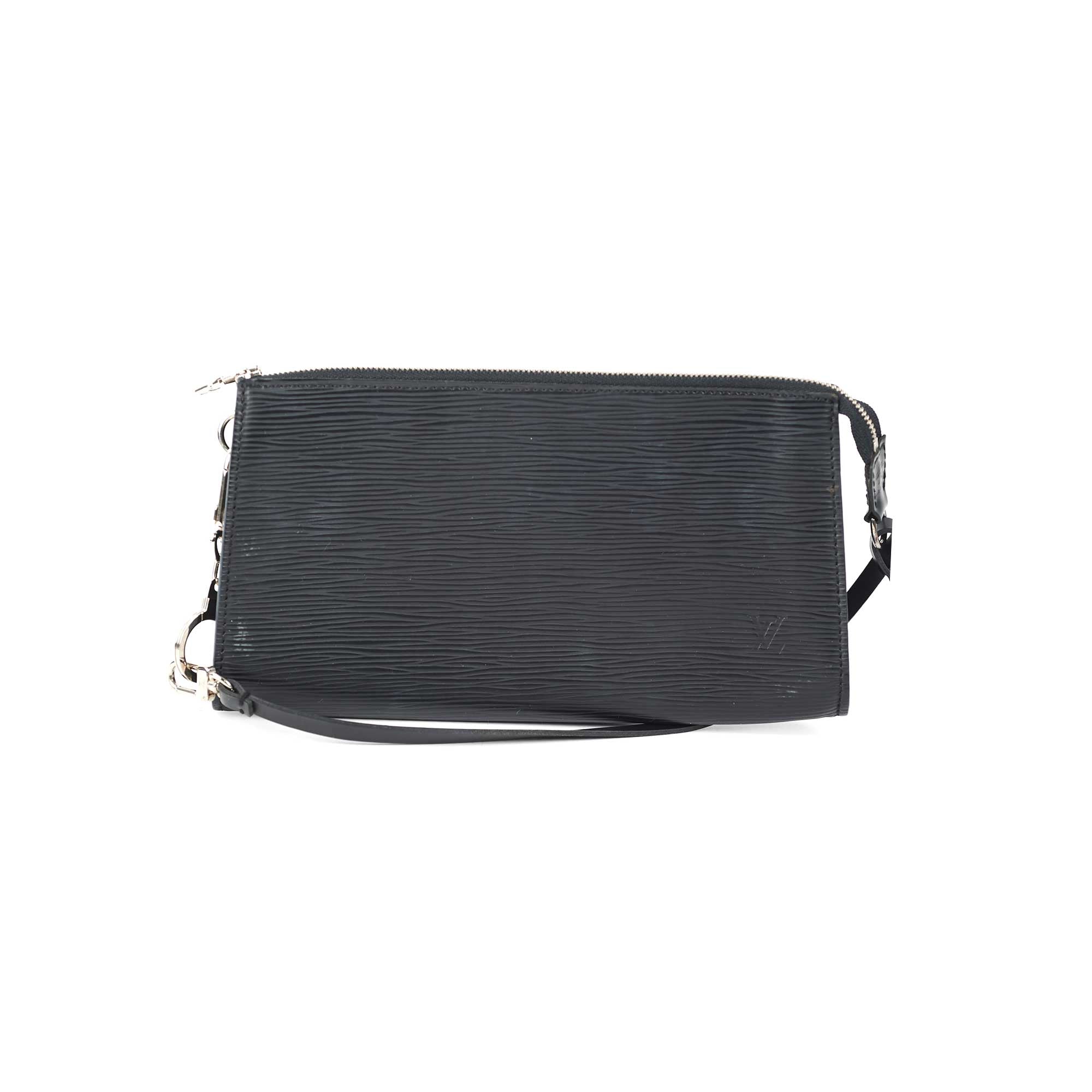 ✨NEW ARRIVAL✨ Louis Vuitton Black Epi Vertical Trunk Pochette $1,900.00  Date Code: NZ3129 Material: Epi leather. Colour: Black. Hardware:…