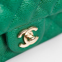 Chanel Quilted Caviar Mini Square 18S Emerald Green
